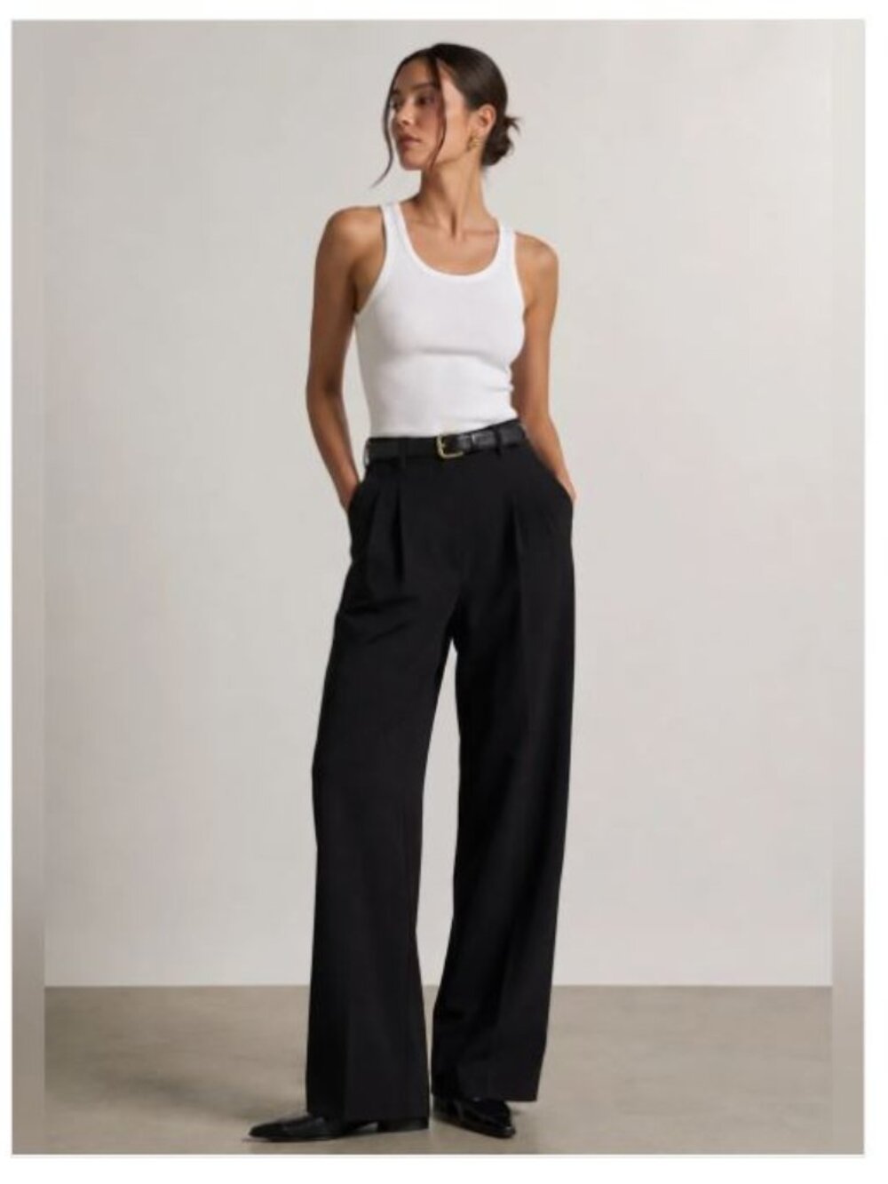 Aritzia Wilfred Black Pleated Wide Leg Pants | 8